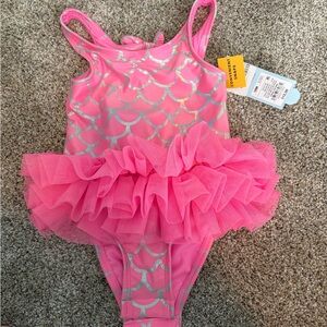 Cat & Jack Pink Scallop Tutu Swimsuit